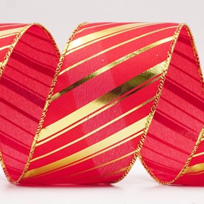 Metallinhohtoinen raidallinen jouluglitterin langallinen nauha_KF9932.KF9933.KF9934