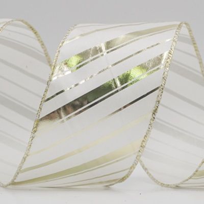 Metallinhohtoinen raidallinen jouluglitterin langallinen nauha_KF9932.KF9933.KF9934