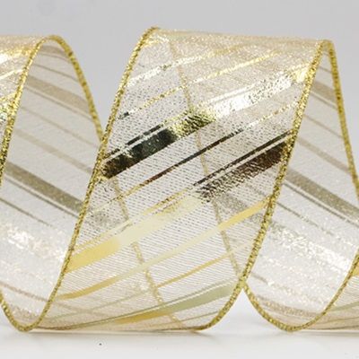 Metallinhohtoinen raidallinen jouluglitterin langallinen nauha_KF9932.KF9933.KF9934