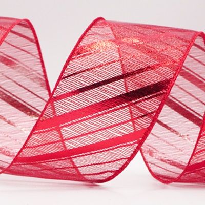 Metallinhohtoinen raidallinen jouluglitterin langallinen nauha_KF9932.KF9933.KF9934