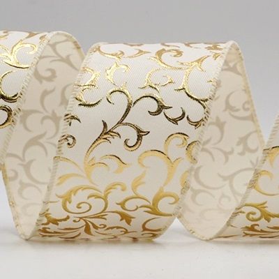 धात्विक फॉयल स्क्रॉल वायर्ड रिबन_KF9940