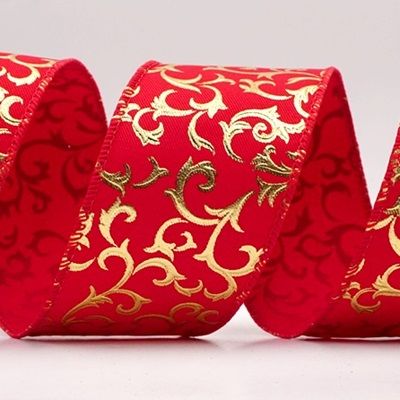 धात्विक फॉयल स्क्रॉल वायर्ड रिबन_KF9937.KF9938.KF9939