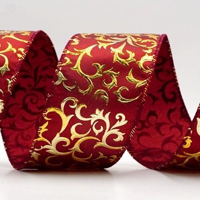 धात्विक फॉयल स्क्रॉल वायर्ड रिबन_KF9937.KF9938.KF9939