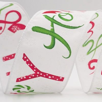 Christmas Holiday Script Wired Ribbon_KF9959