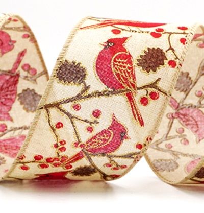 Fita de Arame de Natal com Pássaros Cardeais Vermelhos_KF9963.KF9964.KF9965