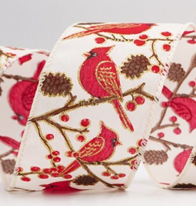 Fita de Arame de Natal com Pássaros Cardeais Vermelhos_KF9963.KF9964.KF9965