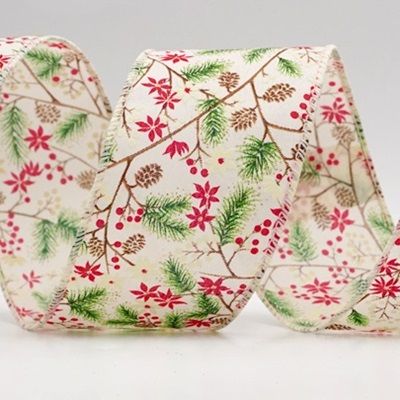 Holiday Pine & Winter Berry Wired Ribbon_KF9966