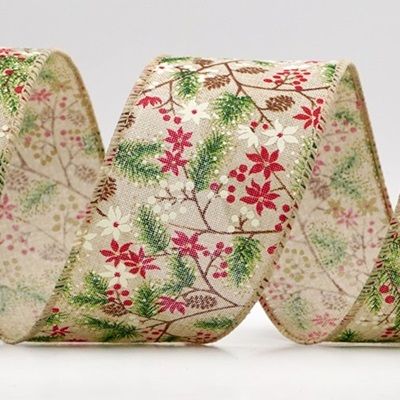 Holiday Pine & Winter Berry Wired Ribbon_KF9967