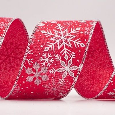 Glitter Christmas Snowflake Wired Ribbon_KF9984