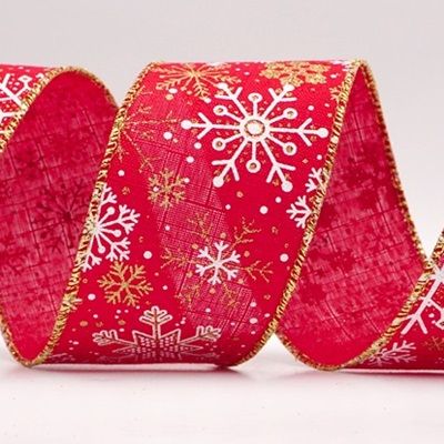 Glitter Christmas Snowflake Wired Ribbon_KF9985