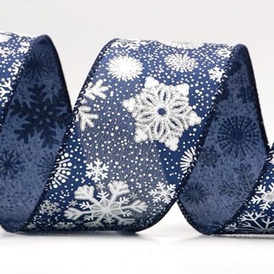 Glitter Christmas Snowflake Wired Ribbon_KF9987