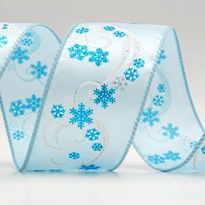 Glitter Swirl and Snowflake Christmas Wired Ribbon_KF9993