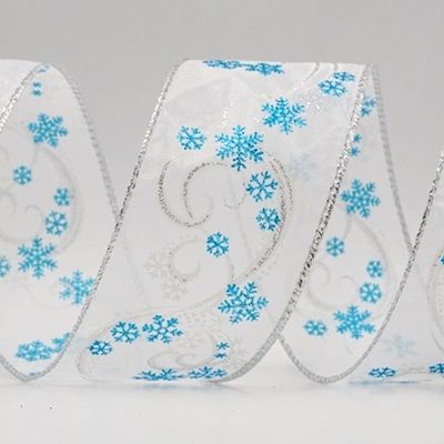 Glitter Swirl and Snowflake Christmas Wired Ribbon_KF9993