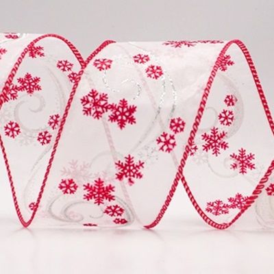 Glitter Swirl and Snowflake Christmas Wired Ribbon_KF9993