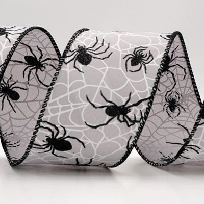 हैलोवीन ग्लिटर स्पाइडर और वेब वायर्ड रिबन_KF9915.KW0012