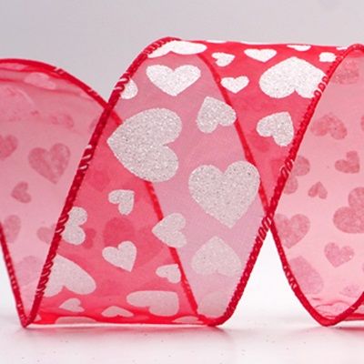 Cinta de alambre con brillo en forma de corazón para el Día de San Valentín_KW0029.KW0030.KW0031