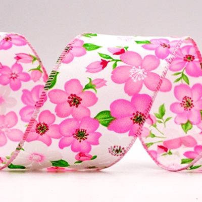 Cinta de alambre de flor de cerezo rosa de primavera_KW0053.KW0054