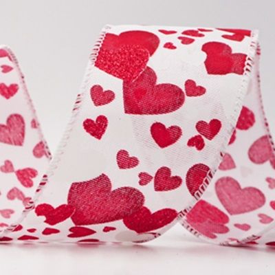 Ρομαντική Κόκκινη &amp; Χρυσή Καρδιά Βαλεντίνου Σατέν Ρίγκα_KW0088.KW0089