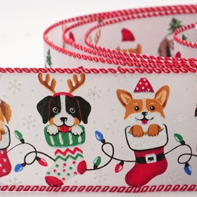 Nastro Festivo per Natale con Cagnolino_KW0249.KW0250.KW0251