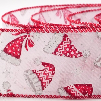 Nastri Festivi con Cappello di Babbo Natale e Stampa di Caramelle_KW0278.KW0279.KW0280