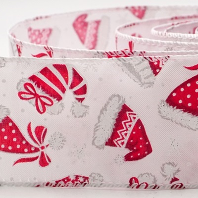 Nastri Festivi con Cappello di Babbo Natale e Stampa di Caramelle_KW0278.KW0279.KW0280