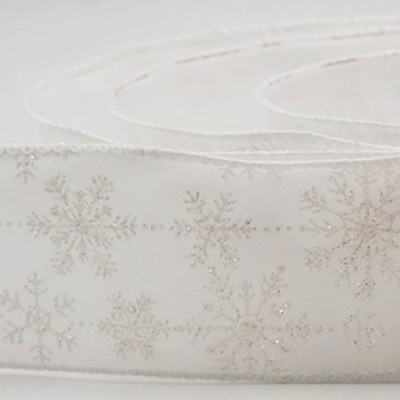 Ruban de fête délicat à motif de flocons de neige pailletés_KW0393.KW0394.KW0395.KW0396