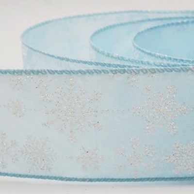 Ruban de fête délicat à motif de flocons de neige pailletés_KW0393.KW0394.KW0395.KW0396