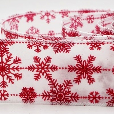 Ruban de fête délicat à motif de flocons de neige pailletés_KW0393.KW0394.KW0395.KW0396