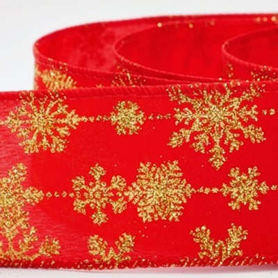 Ruban de fête délicat à motif de flocons de neige pailletés_KW0393.KW0394.KW0395.KW0396
