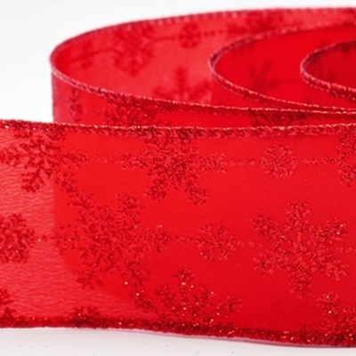 Ruban de fête délicat à motif de flocons de neige pailletés_KW0393.KW0394.KW0395.KW0396