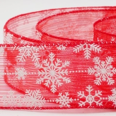 Ruban de fête délicat à motif de flocons de neige pailletés_KW0393.KW0394.KW0395.KW0396