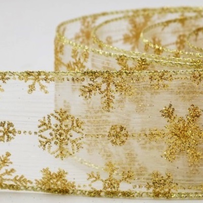 Ruban de fête délicat à motif de flocons de neige pailletés_KW0393.KW0394.KW0395.KW0396