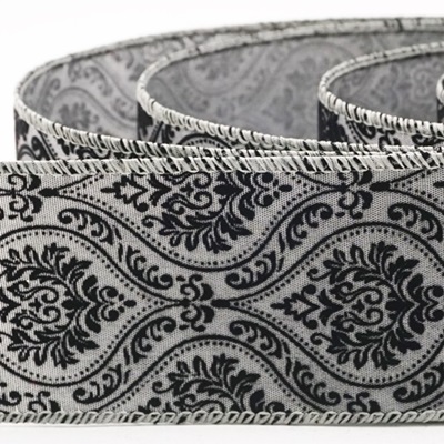 Nastro damascato barocco decorato con filo metallico_KW0401.KW0402.KW0403