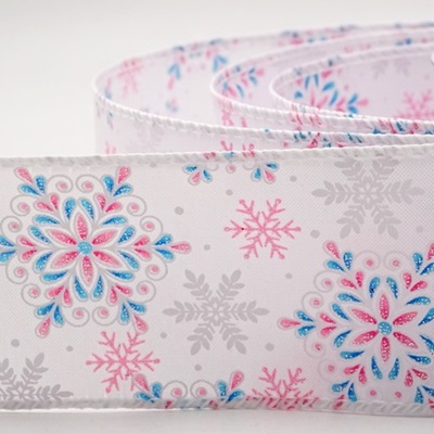 Nastro con fiocco di neve glitterato e cablaggio a mandala_KW0430