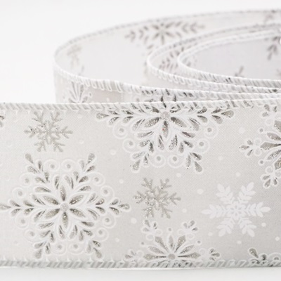 Nastro con fiocco di neve glitterato e cablaggio a mandala_KW0430