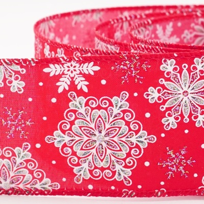 Nastro con fiocco di neve glitterato e cablaggio a mandala_KW0430