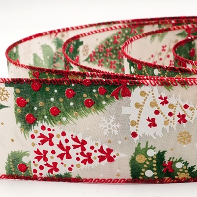 Nastro cablato con albero di Natale glitterato_KW0442.KW0443