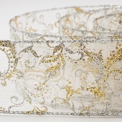 Glitter Filigree Scroll Sheer Ribbon_KW0453.KW0454