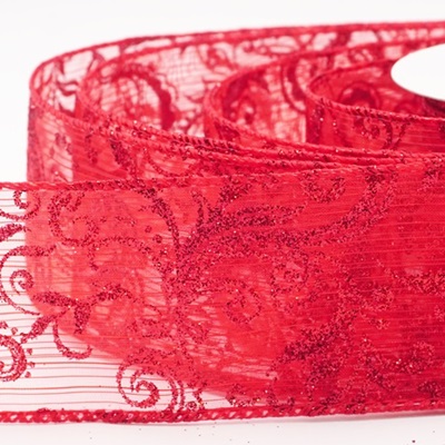 Glitter Filigree Scroll Sheer Ribbon_KW0453.KW0454