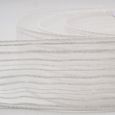 Metallic Sheer Fine Pinstripe Ribbon_KW0455.KW0456
