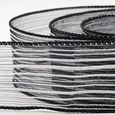 Metallic Sheer Fine Pinstripe Ribbon_KW0455.KW0456