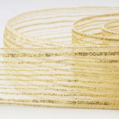 Metallic Sheer Fine Pinstripe Ribbon_KW0455.KW0456