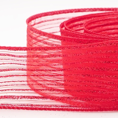 Metallic Sheer Fine Pinstripe Ribbon_KW0455.KW0456