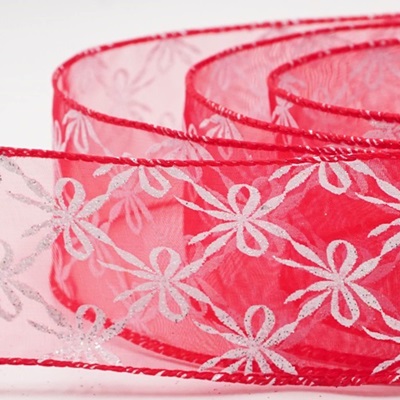 Glitter Tied Bow Pattern Wired Ribbon_KW0460.KW0461.KW0462.KW0463