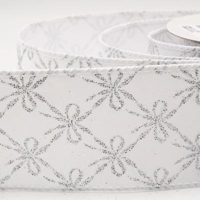 Glitter Tied Bow Pattern Wired Ribbon_KW0460.KW0461.KW0462.KW0463