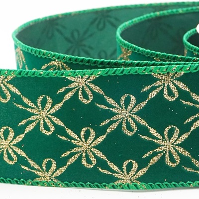 Glitter Tied Bow Pattern Wired Ribbon_KW0460.KW0461.KW0462.KW0463