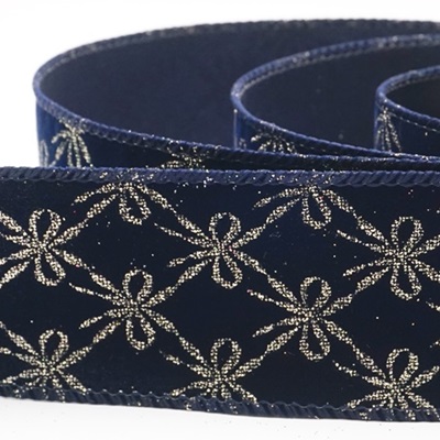 Glitter Tied Bow Pattern Wired Ribbon_KW0460.KW0461.KW0462.KW0463