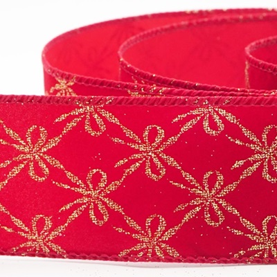 Glitter Tied Bow Pattern Wired Ribbon_KW0460.KW0461.KW0462.KW0463
