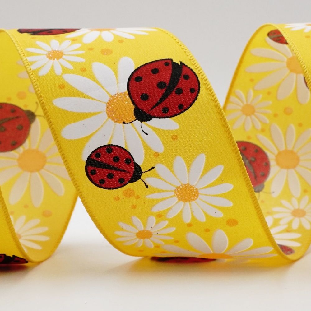 Ladybugs & Floral Ribbon