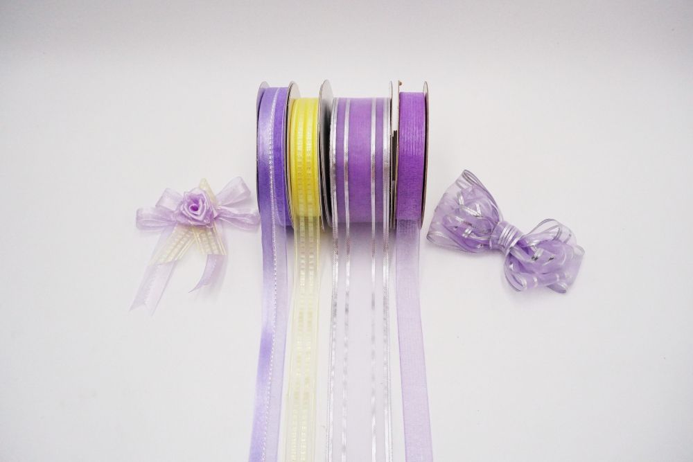 Purple Tone Sheer Organza Ribbon Set
